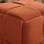 Contemporary Scandinavian Corduroy Wood Sponge Cube – Low Rectangular Stool for Living Room