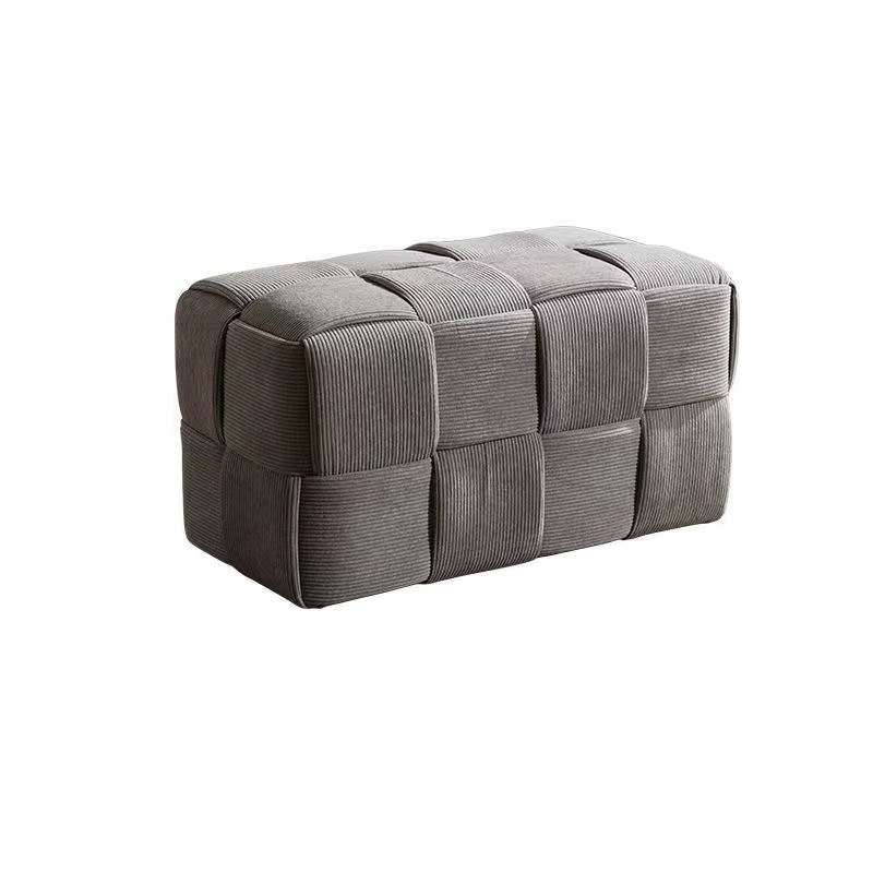Contemporary Scandinavian Corduroy Wood Sponge Cube – Low Rectangular Stool for Living Room