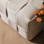 Contemporary Scandinavian Corduroy Wood Sponge Cube – Low Rectangular Stool for Living Room
