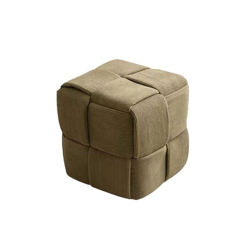 Contemporary Scandinavian Corduroy Wood Sponge Cube – Low Rectangular Stool for Living Room