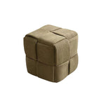 Contemporary Scandinavian Corduroy Wood Sponge Cube – Low Rectangular Stool for Living Room
