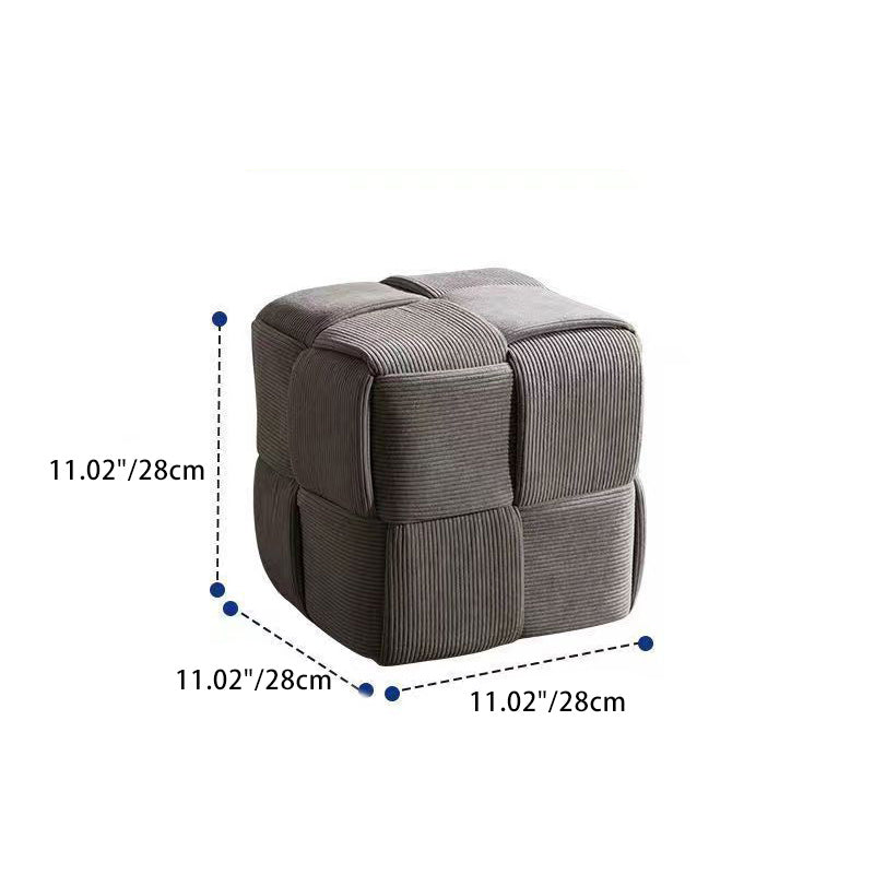 Contemporary Scandinavian Corduroy Wood Sponge Cube – Low Rectangular Stool for Living Room