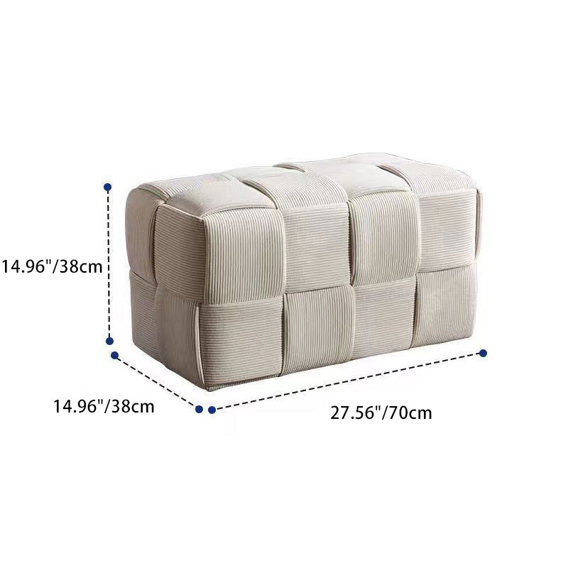 Contemporary Scandinavian Corduroy Wood Sponge Cube – Low Rectangular Stool for Living Room