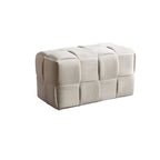 Contemporary Scandinavian Corduroy Wood Sponge Cube – Low Rectangular Stool for Living Room