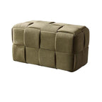Contemporary Scandinavian Corduroy Wood Sponge Cube – Low Rectangular Stool for Living Room