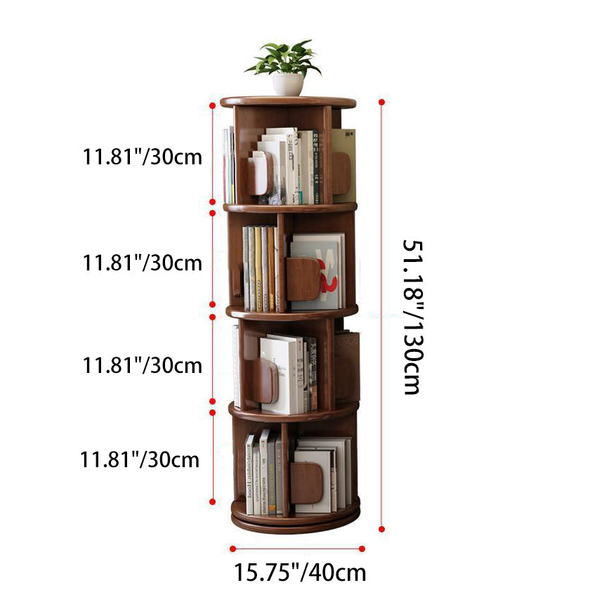Modern Minimalist Solid Wood Round Cylinder Rotating Bookshelf 2/3/4/5 Tier For Home Office And Living Room