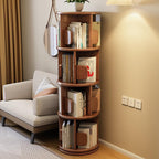 Modern Minimalist Solid Wood Round Cylinder Rotating Bookshelf 2/3/4/5 Tier For Home Office And Living Room