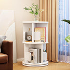 Modern Minimalist Solid Wood Round Cylinder Rotating Bookshelf 2/3/4/5 Tier For Home Office And Living Room