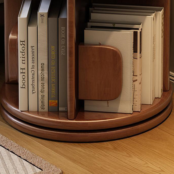 Modern Minimalist Solid Wood Round Cylinder Rotating Bookshelf 2/3/4/5 Tier For Home Office And Living Room