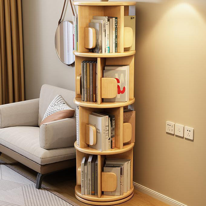 Modern Minimalist Solid Wood Round Cylinder Rotating Bookshelf 2/3/4/5 Tier For Home Office And Living Room