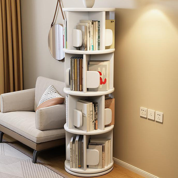 Modern Minimalist Solid Wood Round Cylinder Rotating Bookshelf 2/3/4/5 Tier For Home Office And Living Room
