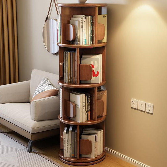 Modern Minimalist Solid Wood Round Cylinder Rotating Bookshelf 2/3/4/5 Tier For Home Office And Living Room