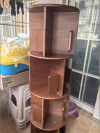 Modern Minimalist Solid Wood Round Cylinder Rotating Bookshelf 2/3/4/5 Tier For Home Office And Living Room