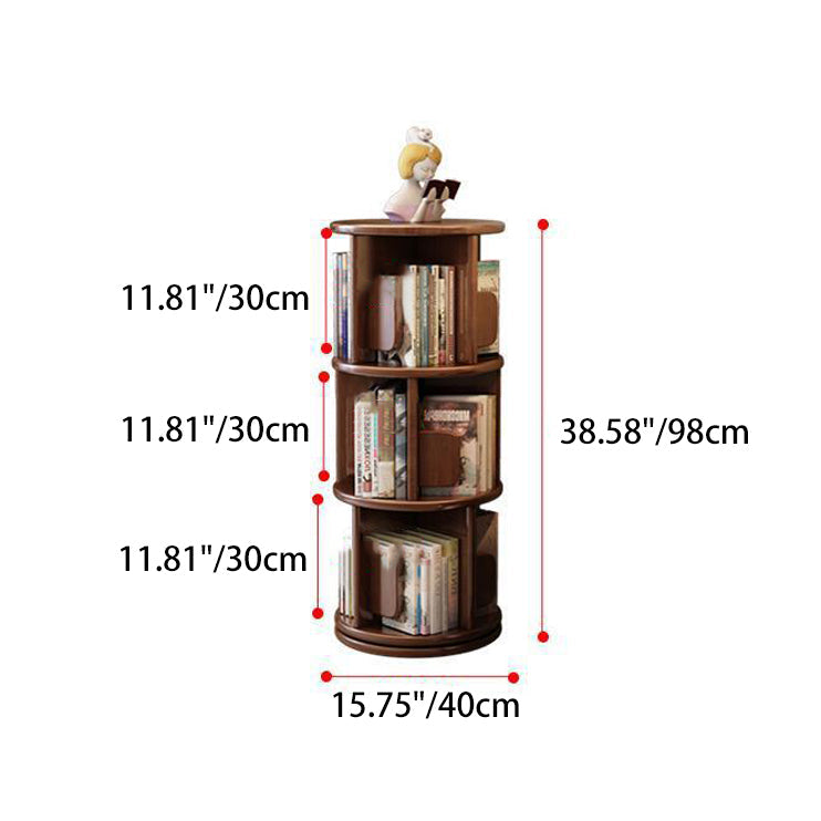 Modern Minimalist Solid Wood Round Cylinder Rotating Bookshelf 2/3/4/5 Tier For Home Office And Living Room