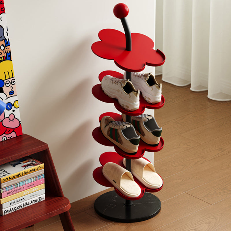 Zapatero moderno Art Déco de acero al carbono con tapa de mármol floral de 4/6 niveles para entrada y pasillo