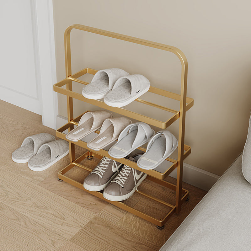 Modern Minimalist Rectangular Iron Open Storage Organizer Shoe Rack 3-Tier For Entryway