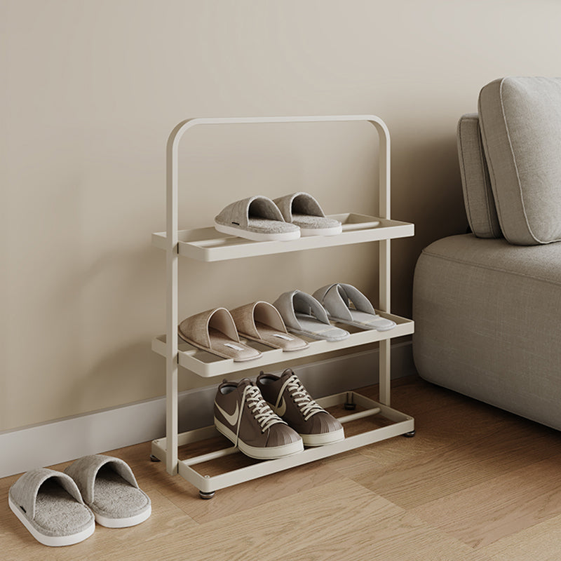 Modern Minimalist Rectangular Iron Open Storage Organizer Shoe Rack 3-Tier For Entryway