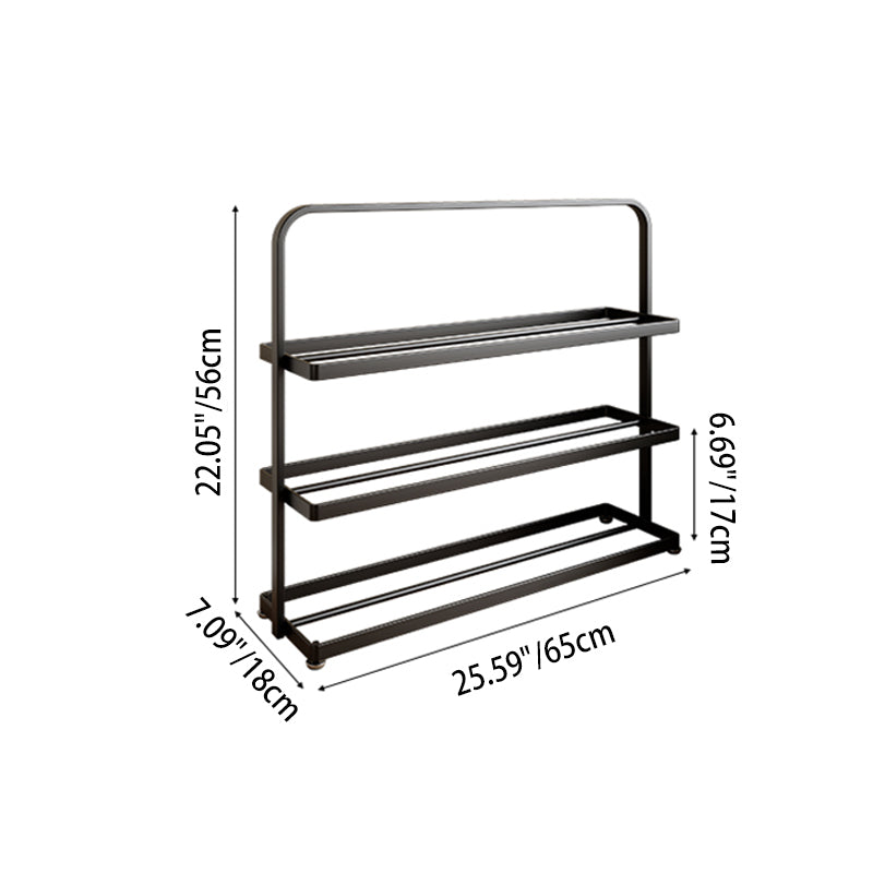 Zapatero organizador rectangular moderno y minimalista de hierro con almacenamiento abierto de 3 niveles para entrada