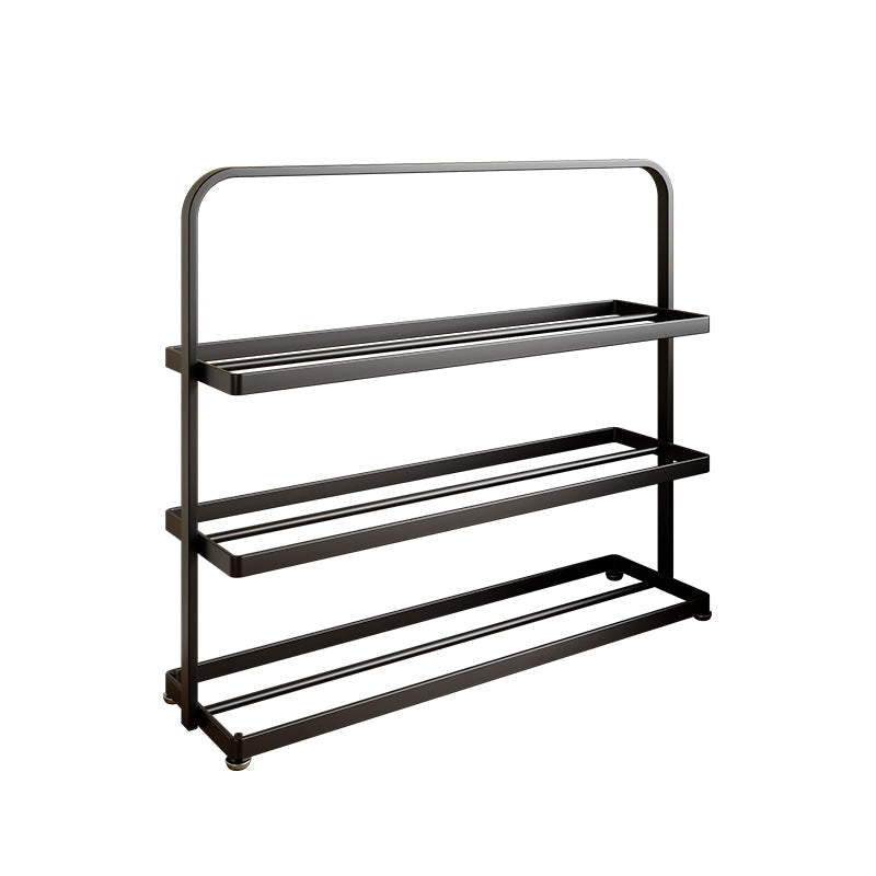 Zapatero organizador rectangular moderno y minimalista de hierro con almacenamiento abierto de 3 niveles para entrada