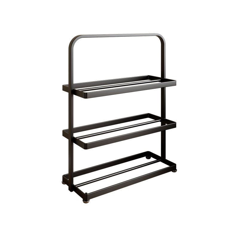 Zapatero organizador rectangular moderno y minimalista de hierro con almacenamiento abierto de 3 niveles para entrada