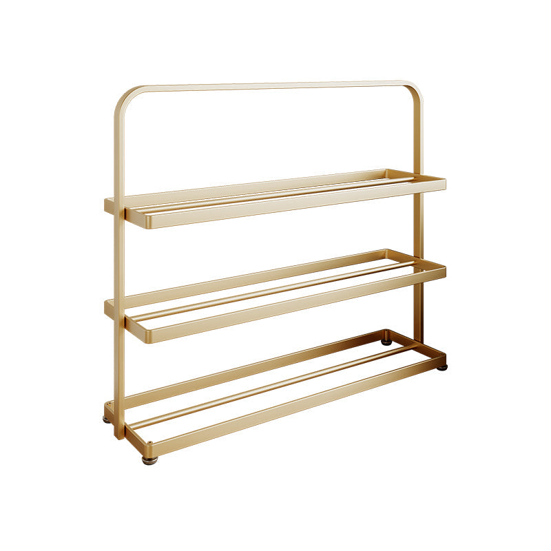 Zapatero organizador rectangular moderno y minimalista de hierro con almacenamiento abierto de 3 niveles para entrada