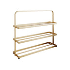 Zapatero organizador rectangular moderno y minimalista de hierro con almacenamiento abierto de 3 niveles para entrada