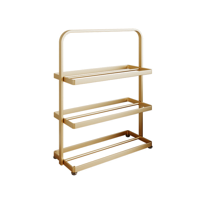 Zapatero organizador rectangular moderno y minimalista de hierro con almacenamiento abierto de 3 niveles para entrada