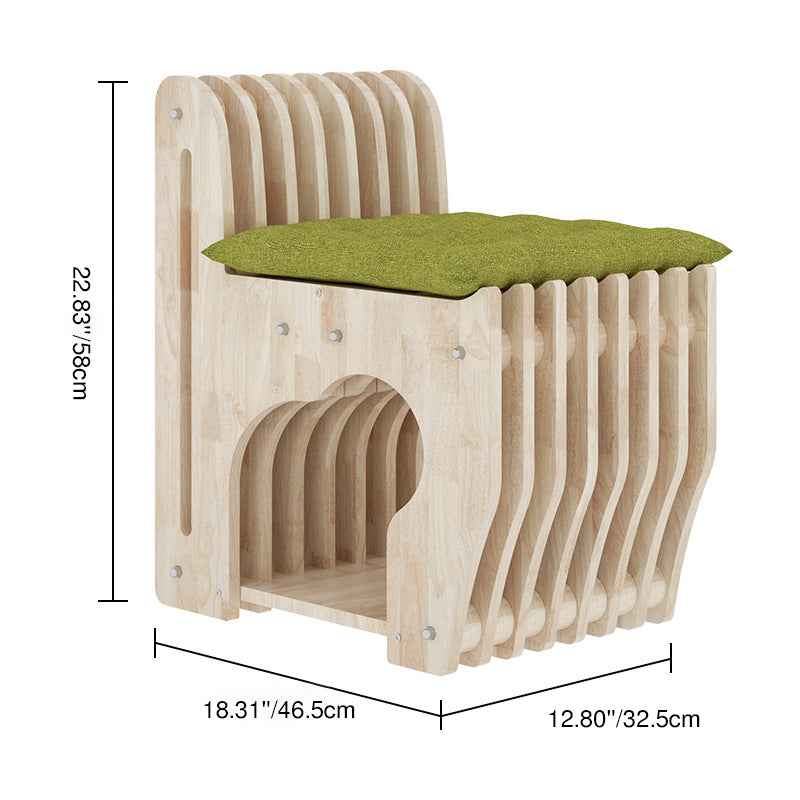 Modern Minimalist Rubberwood Wave Stool — Low, Armless, Backless Design for Living Room — Ideal for Human-Pet Sharing
