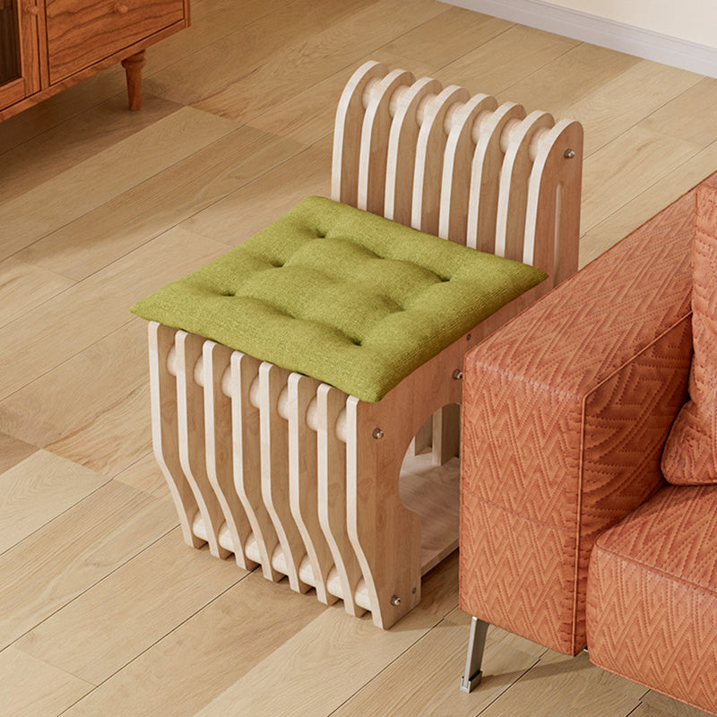 Modern Minimalist Rubberwood Wave Stool — Low, Armless, Backless Design for Living Room — Ideal for Human-Pet Sharing