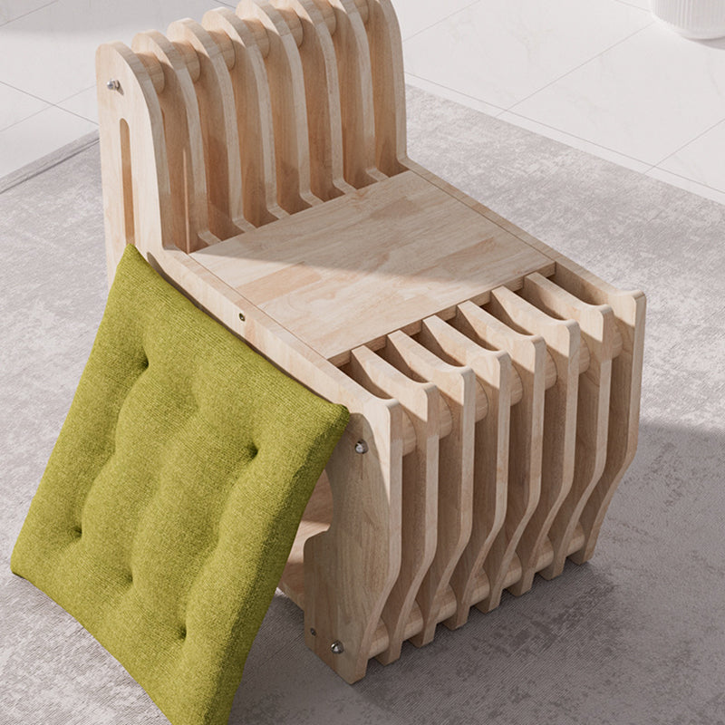 Modern Minimalist Rubberwood Wave Stool — Low, Armless, Backless Design for Living Room — Ideal for Human-Pet Sharing