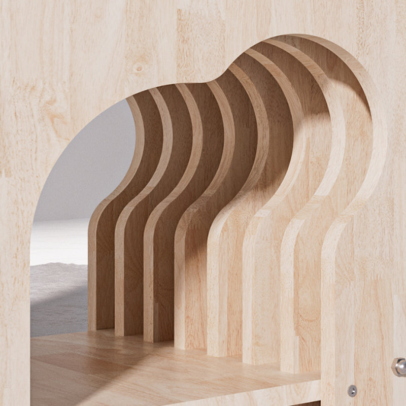 Modern Minimalist Rubberwood Wave Stool — Low, Armless, Backless Design for Living Room — Ideal for Human-Pet Sharing