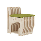 Modern Minimalist Rubberwood Wave Stool — Low, Armless, Backless Design for Living Room — Ideal for Human-Pet Sharing