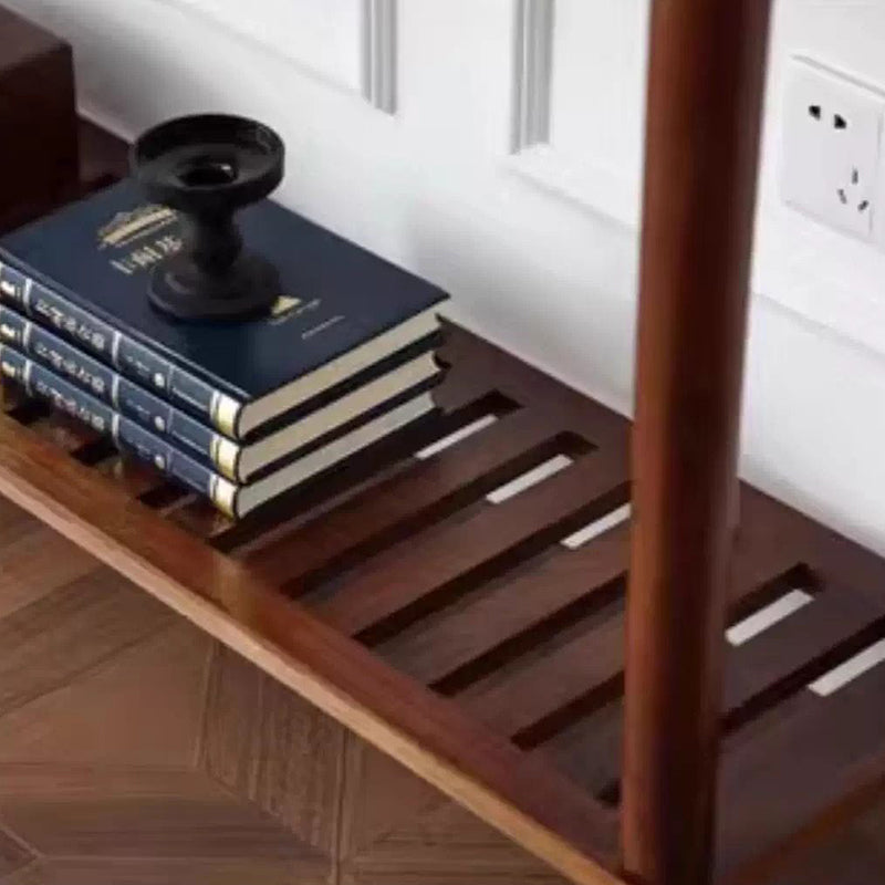 Mesa consola rectangular de madera maciza con borde ondulado, estilo moderno de mediados de siglo, con 2/3 cajones para recibidor y pasillo