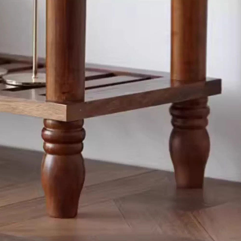 Mesa consola rectangular de madera maciza con borde ondulado, estilo moderno de mediados de siglo, con 2/3 cajones para recibidor y pasillo