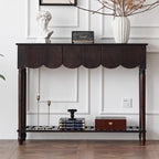 Mesa consola rectangular de madera maciza con borde ondulado, estilo moderno de mediados de siglo, con 2/3 cajones para recibidor y pasillo