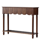 Mesa consola rectangular de madera maciza con borde ondulado, estilo moderno de mediados de siglo, con 2/3 cajones para recibidor y pasillo