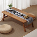 Traditional Japanese Natural Bamboo Rectangular Foldable End Table 1- Tier For Bedroom & Living Room