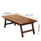 Traditional Japanese Natural Bamboo Rectangular Foldable End Table 1- Tier For Bedroom & Living Room
