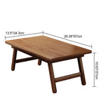 Traditional Japanese Natural Bamboo Rectangular Foldable End Table 1- Tier For Bedroom & Living Room