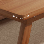 Traditional Japanese Natural Bamboo Rectangular Foldable End Table 1- Tier For Bedroom & Living Room