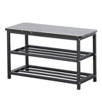 Modern Minimalist Rectangular Shoe Storage Cabinet - Engineered Wood & Carbon Steel, 2 Shelves for Living Room