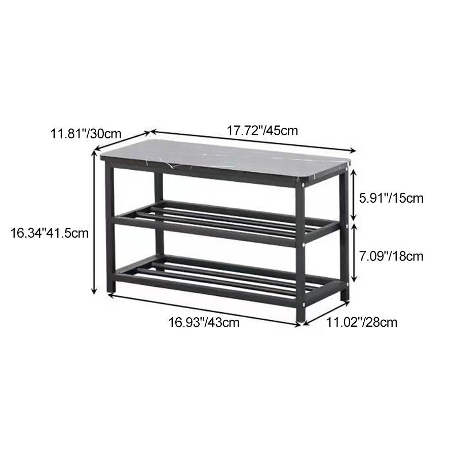 Modern Minimalist Rectangular Shoe Storage Cabinet - Engineered Wood & Carbon Steel, 2 Shelves for Living Room