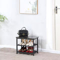 Modern Minimalist Rectangular Shoe Storage Cabinet - Engineered Wood & Carbon Steel, 2 Shelves for Living Room