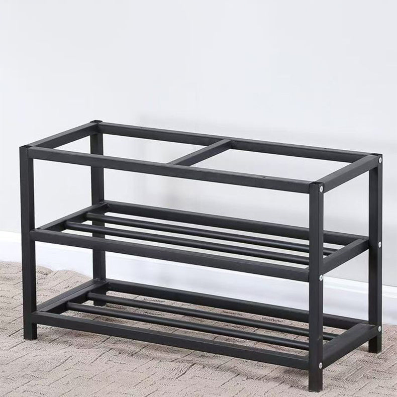 Modern Minimalist Rectangular Shoe Storage Cabinet - Engineered Wood & Carbon Steel, 2 Shelves for Living Room