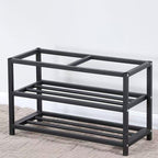 Modern Minimalist Rectangular Shoe Storage Cabinet - Engineered Wood & Carbon Steel, 2 Shelves for Living Room