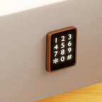 Mesita de noche moderna de lujo con 2 cajones para dormitorio, panel de roca, vidrio templado, piel de microfibra, madera maciza, esquinas redondeadas