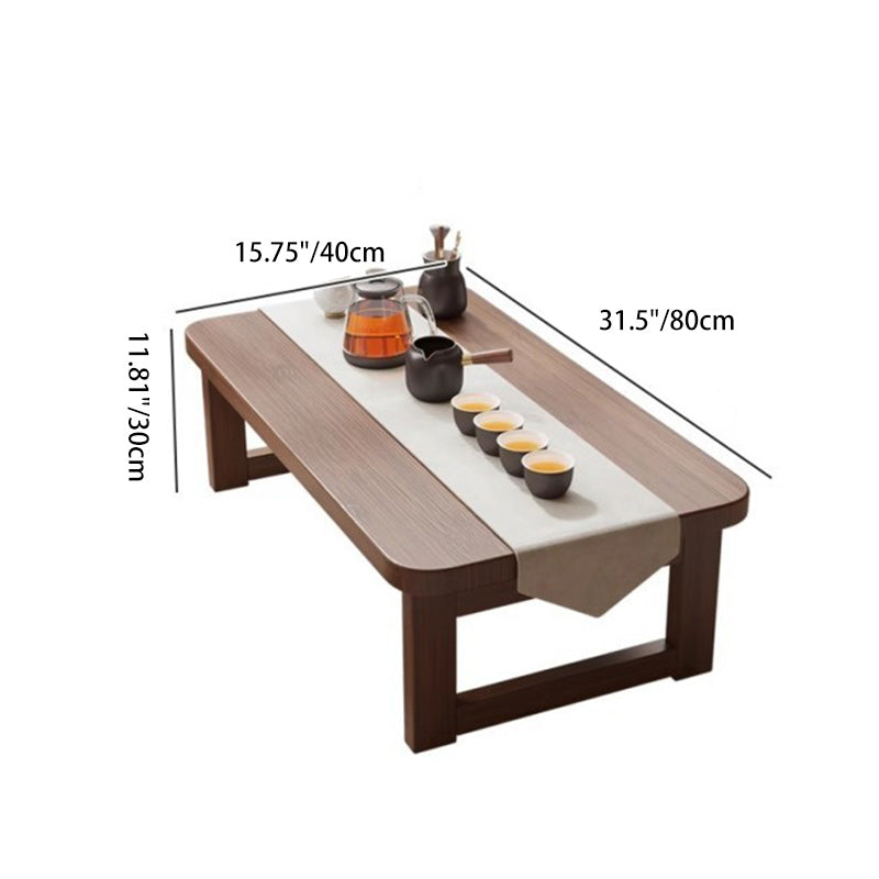 Traditional Japanese Medium-Density Fiberboard Rounded Rectangular Ended Table 1-Tier Folding Design For Living Room