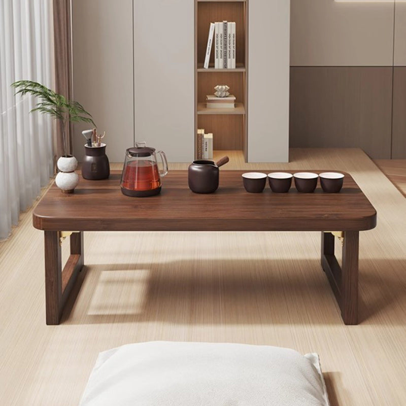 Traditional Japanese Medium-Density Fiberboard Rounded Rectangular Ended Table 1-Tier Folding Design For Living Room