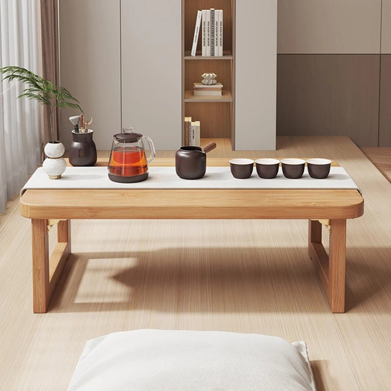 Traditional Japanese Medium-Density Fiberboard Rounded Rectangular Ended Table 1-Tier Folding Design For Living Room