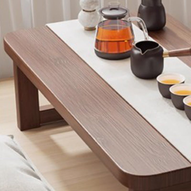 Traditional Japanese Medium-Density Fiberboard Rounded Rectangular Ended Table 1-Tier Folding Design For Living Room